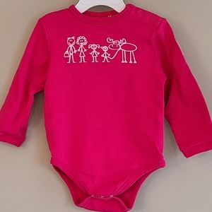 Bright pink stick family long sleeved onesie/bodysuit